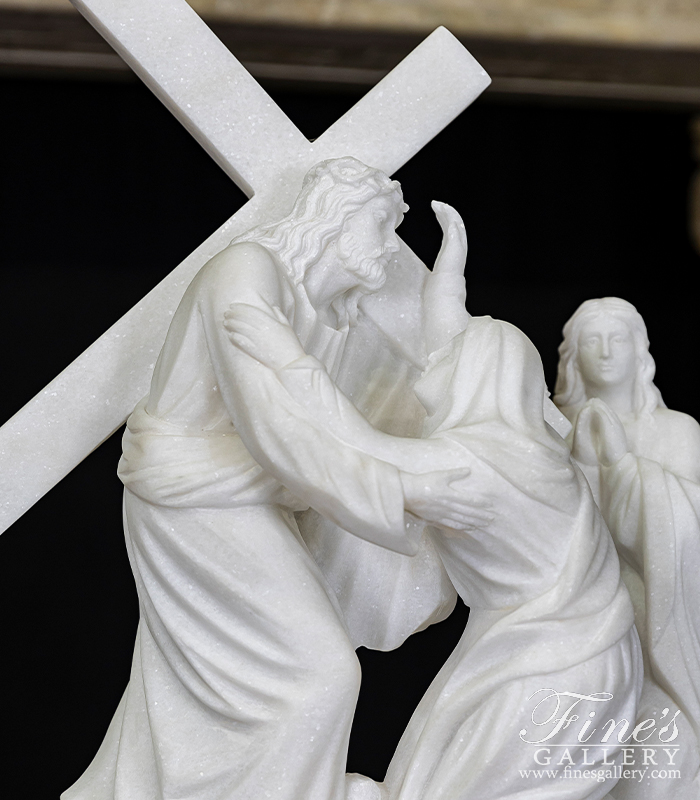 Marble Statues  - The Fourth Station Of The Cross In Hand Carved Marble - MS-1543