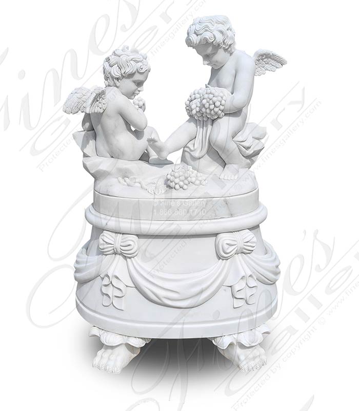 Marble Statues  - Elaborate Hand Carved Cherubs In Museum Quality Statuary Marble - MS-1567