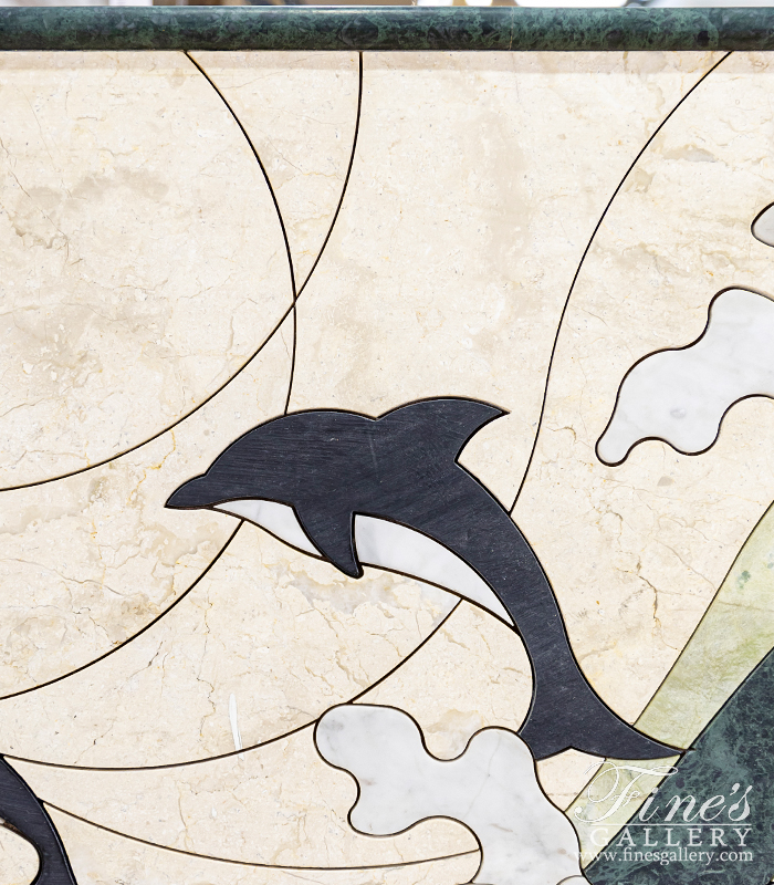 Marble Statues  - Dolphin Themed Wall Mosaic In Marble - MS-1600