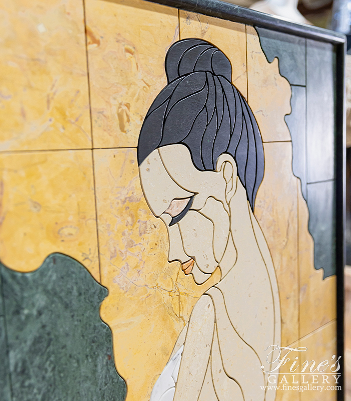 Marble Statues  - Bathing Beauty Marble Wall Mosaic - MS-1601