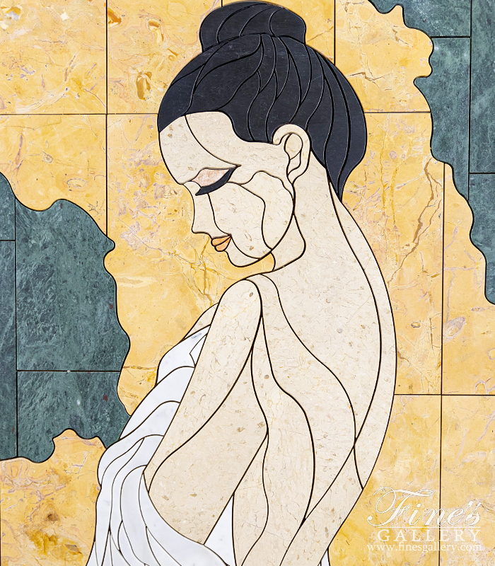Marble Statues  - Bathing Beauty Marble Wall Mosaic - MS-1601