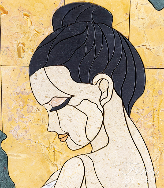 Marble Statues  - Bathing Beauty Marble Wall Mosaic - MS-1601