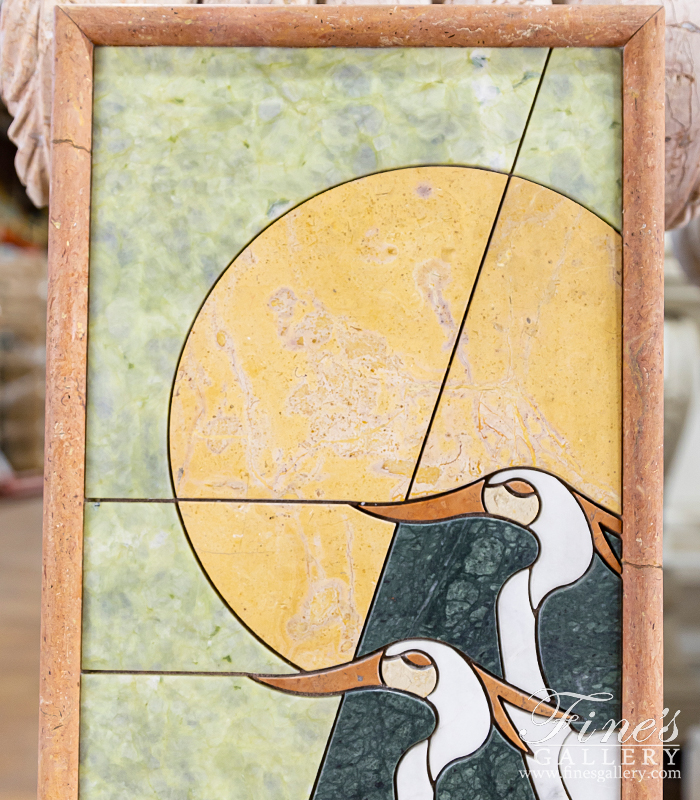 Marble Statues  - Egret Wall Mosaic In Marble - MS-1604