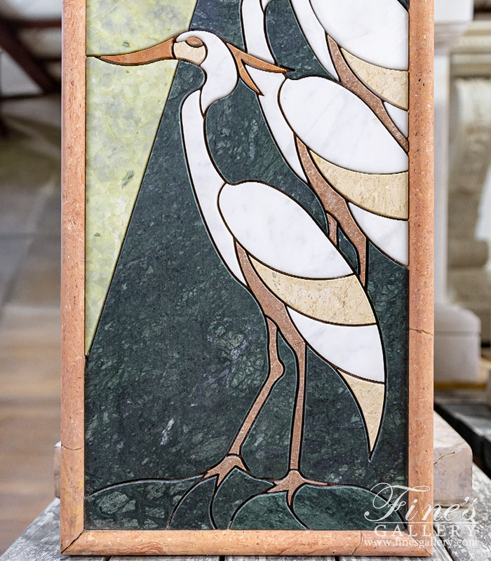 Marble Statues  - Egret Wall Mosaic In Marble - MS-1604