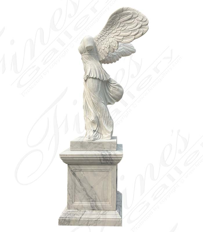 Marble Statues  - Winged Victory In Hand Carved Statuary Marble - MS-1607