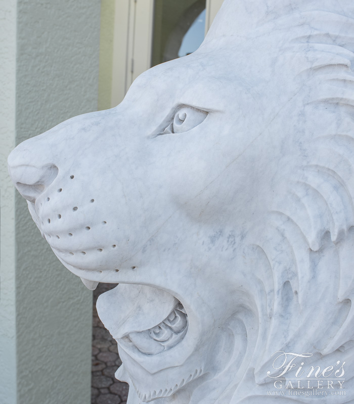 Marble Statues  - Oversized Lion Statue In Statuary White Marble - MS-223