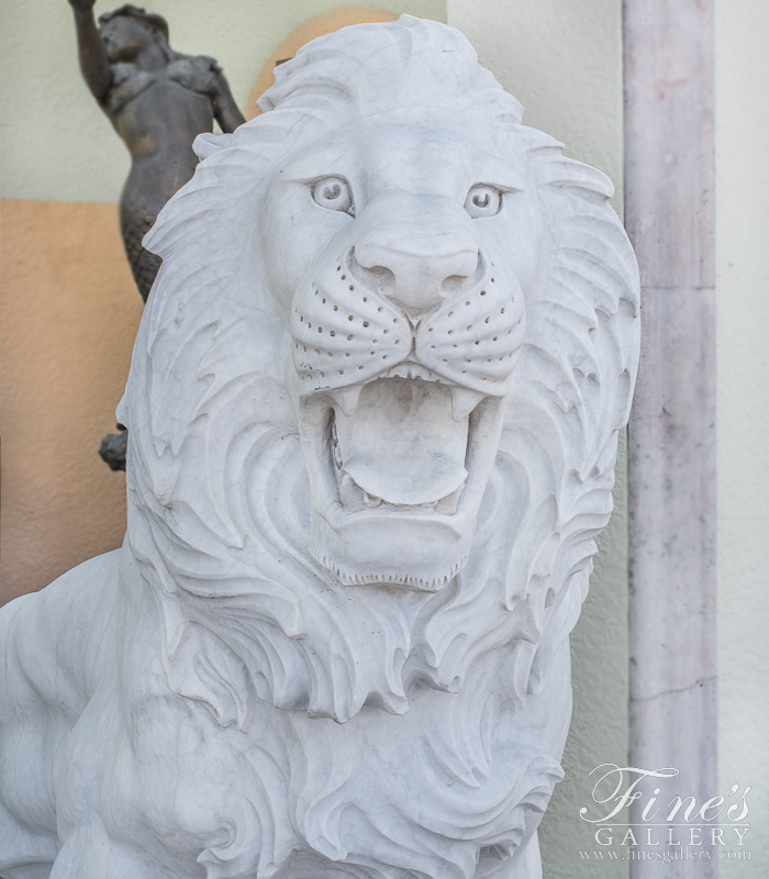 Search Result For Marble Statues  - Oversized Lion Statue In Statuary White Marble - MS-223