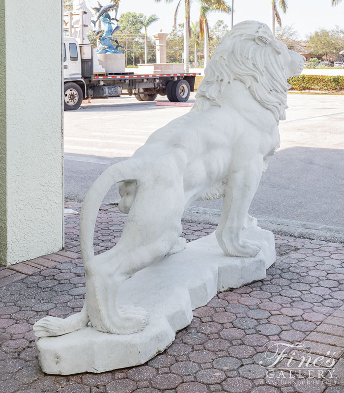 Marble Statues  - Oversized Lion Statue In Statuary White Marble - MS-223