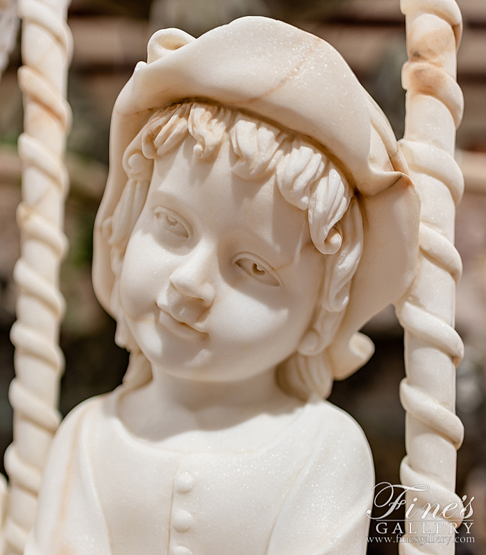 Marble Statues  - Child On Swing Marble Statue - MS-632
