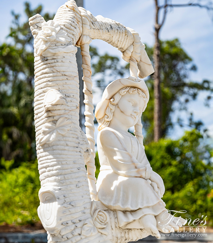 Marble Statues  - Child On Swing Marble Statue - MS-632