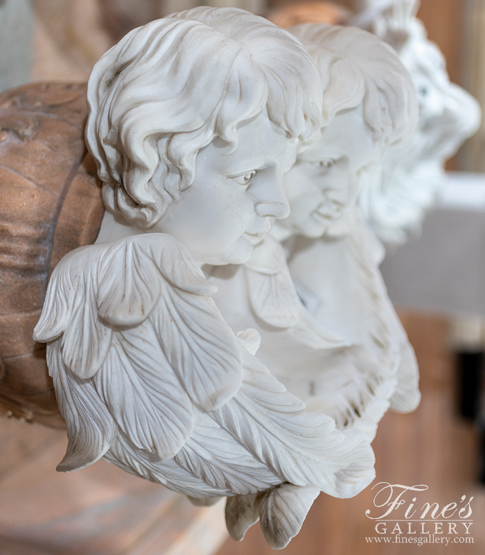 Marble Statues  - Cherub Twins Marble Wall Statue - MS-635