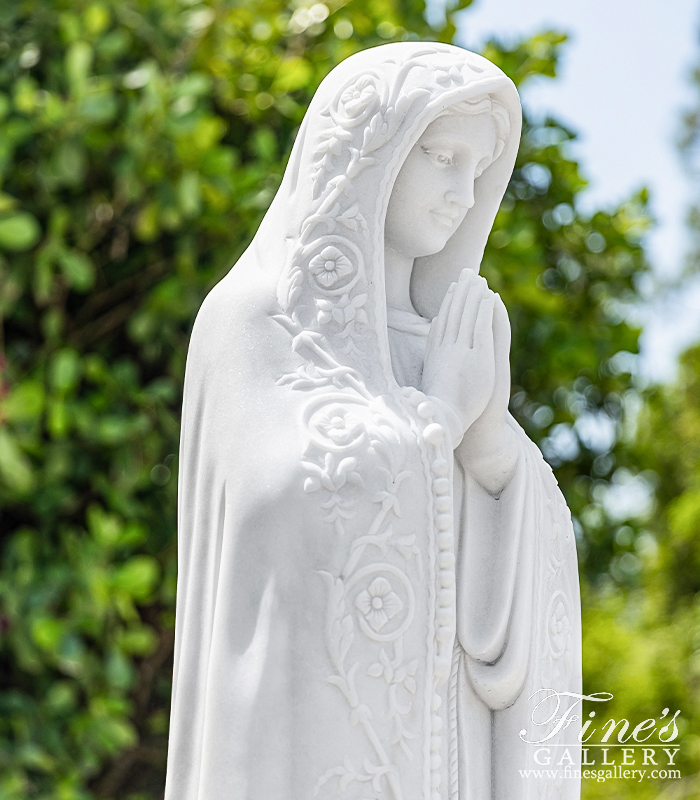 Marble Statues  - White Marble Fatima Statue - MS-908