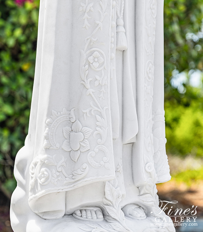 Marble Statues  - White Marble Fatima Statue - MS-908