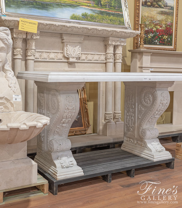 Marble Tables  - Pure White Marble Credenza Foyer Table - MT-131