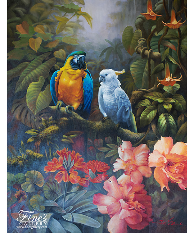 Two Birds Whispering Canvas Painting