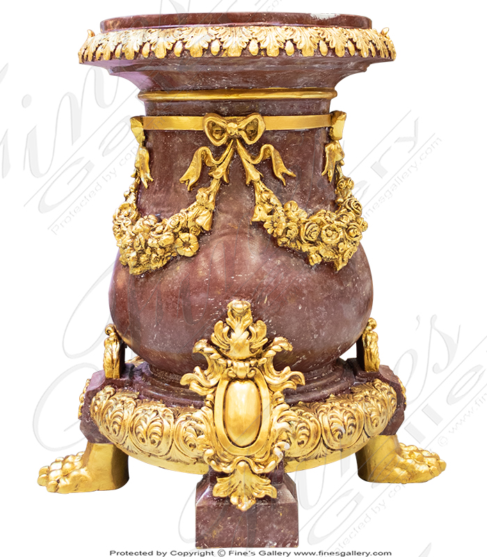 Gold Gild Bronze Base Featuring Floral Garland Detail