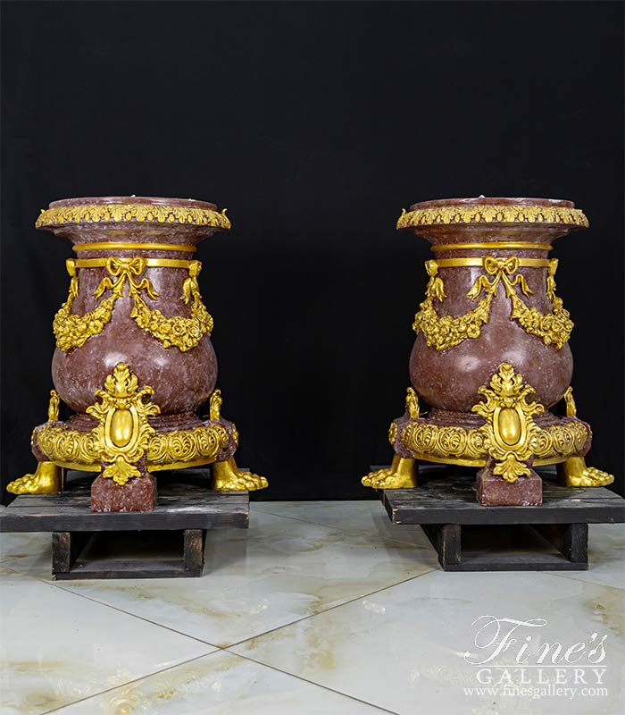 Gold Gild Bronze Base Featuring Floral Garland Detail