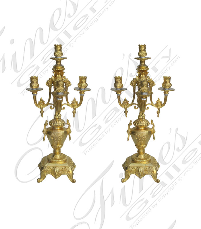 Gold Finish Bronze Candelabra 