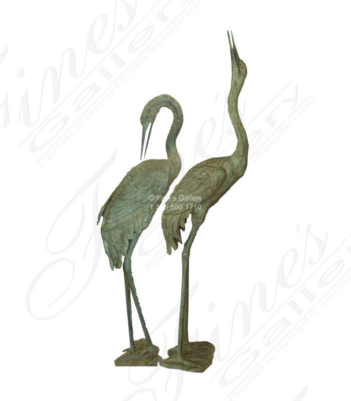 Patina Bronze Crane Pair