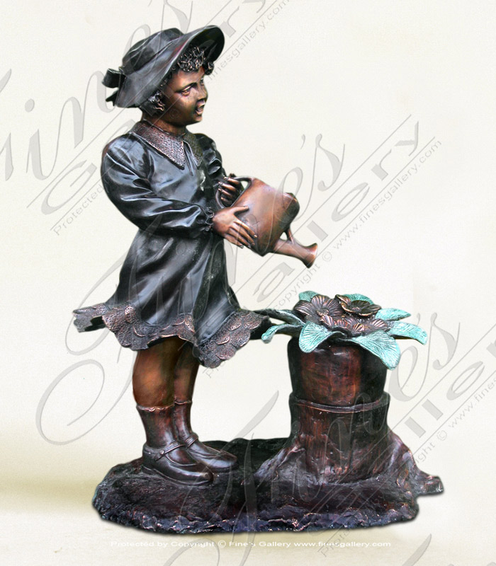 Bronze Fountain Girl with Watering Can