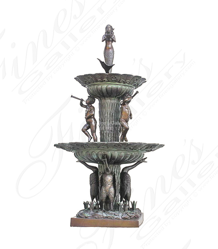 A Vintage Mythical Nature Bronze Fountain