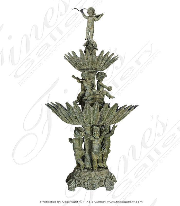 Cherub on Turtle Pedestal Fountain