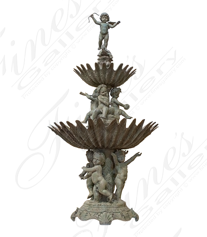 Cherub on Turtle Pedestal Fountain