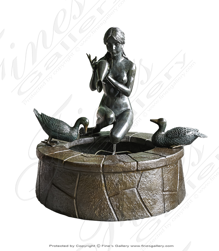 Bronze Fountain Lady Pouring Water
