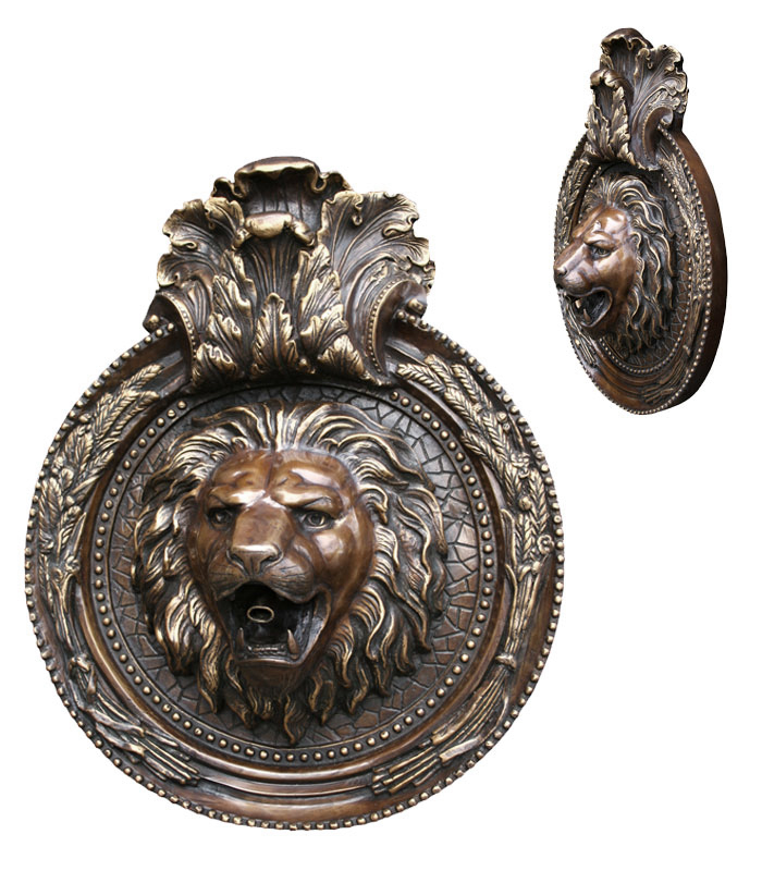 Bronze Lion Mask Wall Fountain