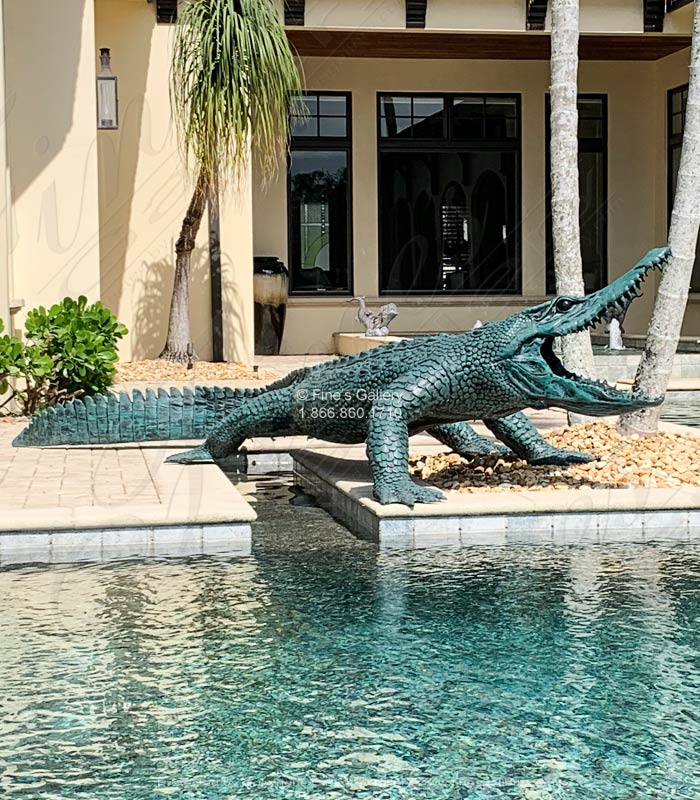 Bronze Alligator Fountain