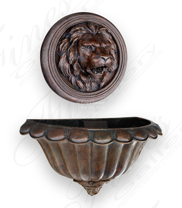 Bronze Lion Wall Fountain