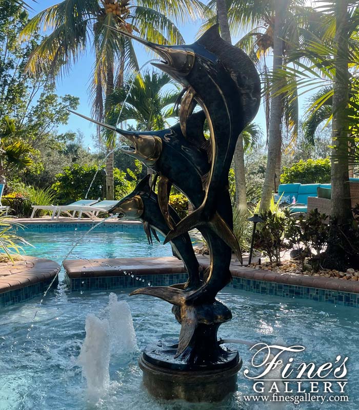 Three Marlin Bronze Fountain