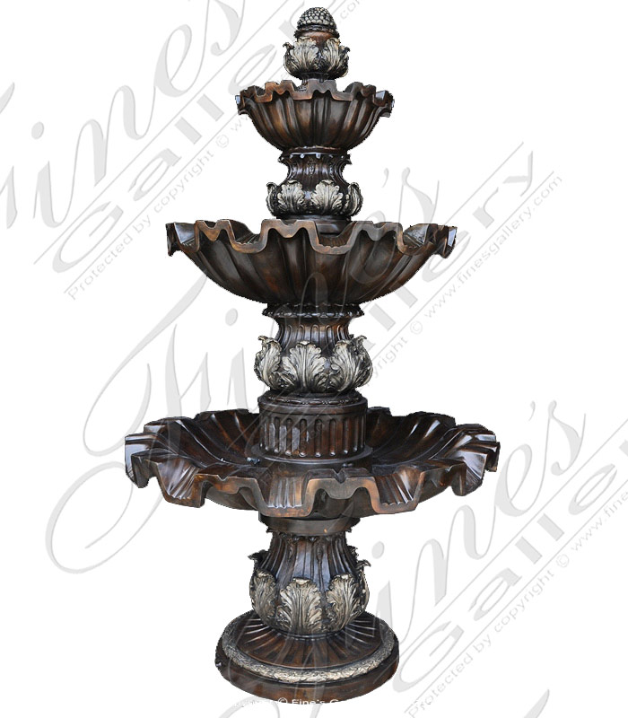 Three Tiered Bronze Acanthus Leaf Theme Fountain