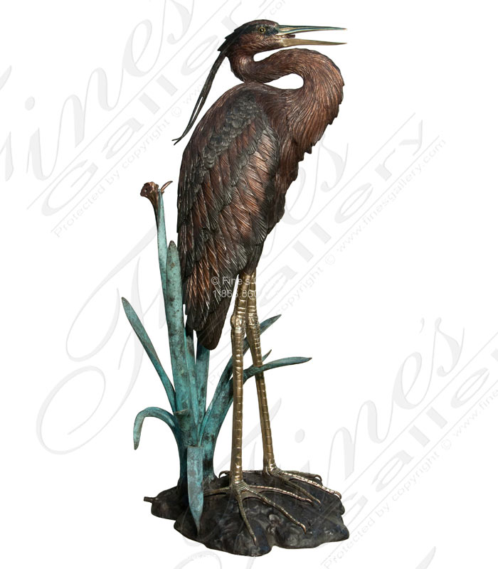 Large Bronze Heron Fountain