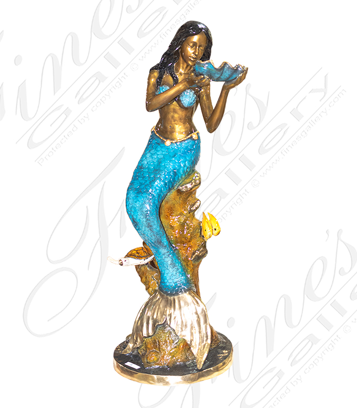 Bronze Mermaid Holding a Shell Fountain