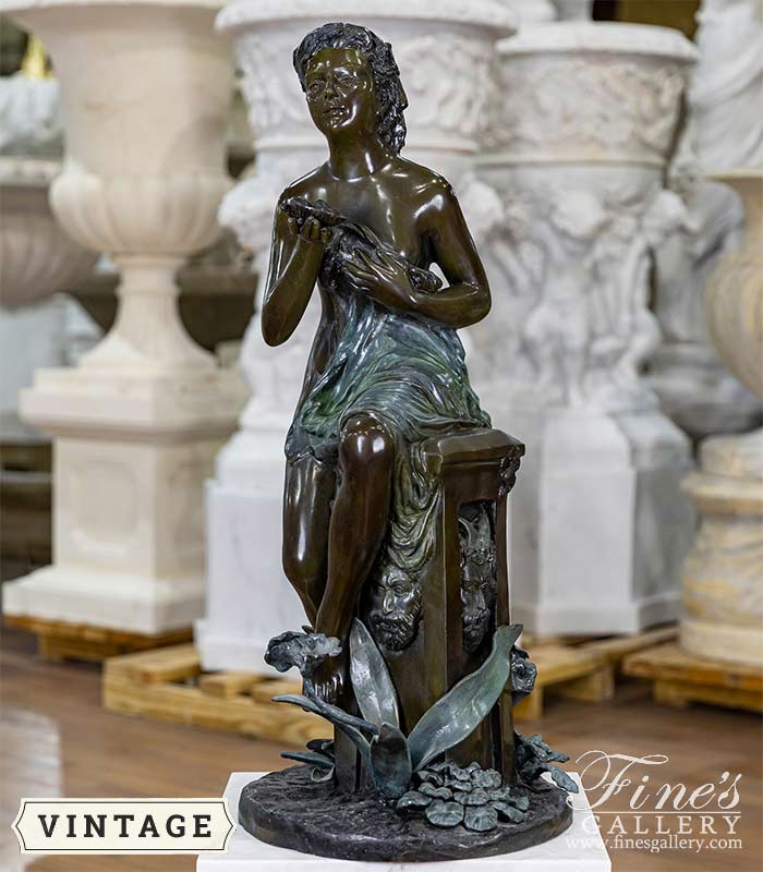 Museum Quality Vintage Bronze Female Fountain