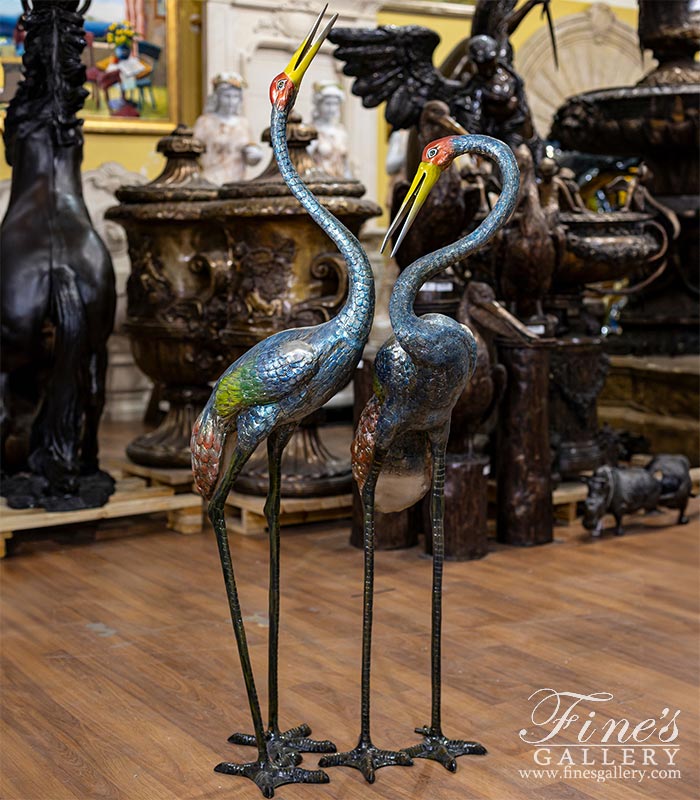 Colorful Bronze Crane Pair