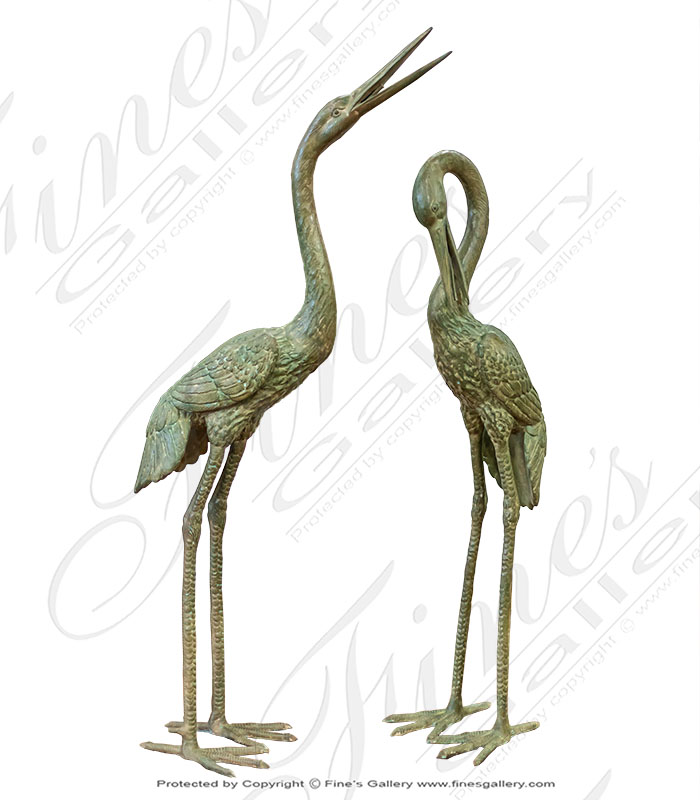 Two Birds Bronze Fountain in Green Patina Finish