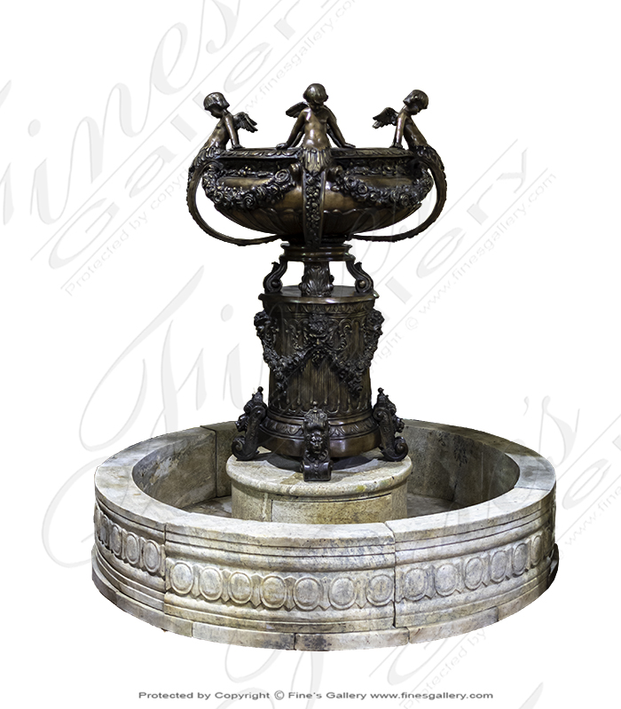 Four Winged Cherub Bronze Fountain