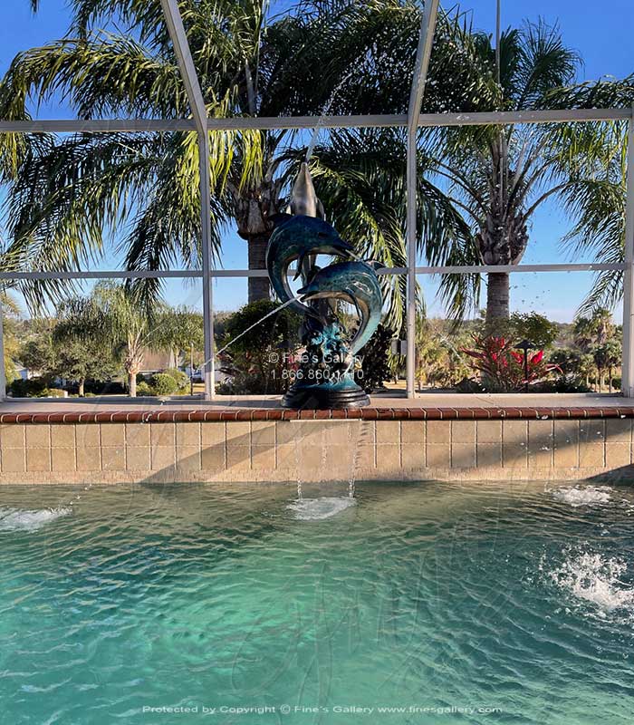 Synchronized Dolphins Bronze Fountain Feature