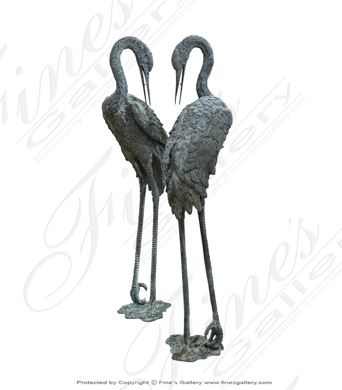 Bronze Crane Fountain Pair - 45 inch