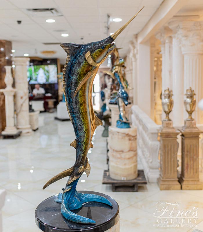 Single Marlin Fountain in Baked Enamel Bronze Finish