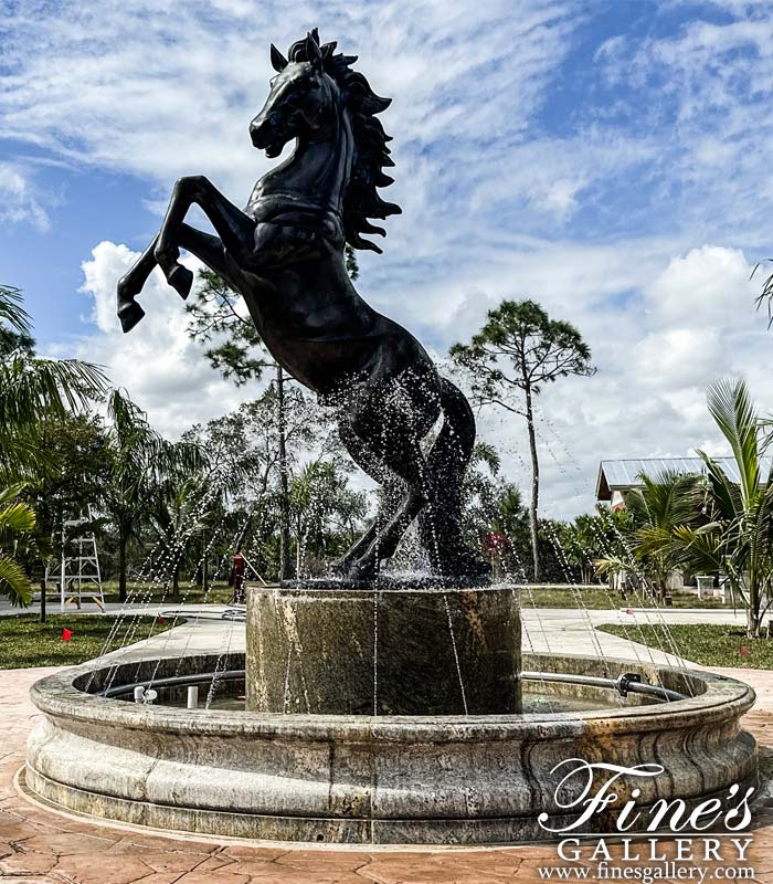 Rearing Bronze Horse Fountain
