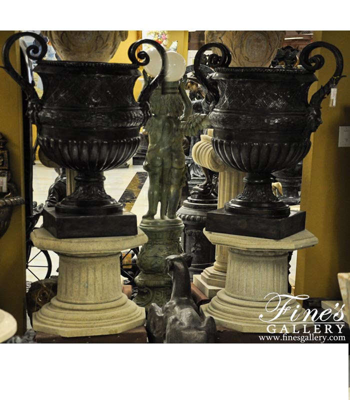 Classic Bronze Urn with handle Pair