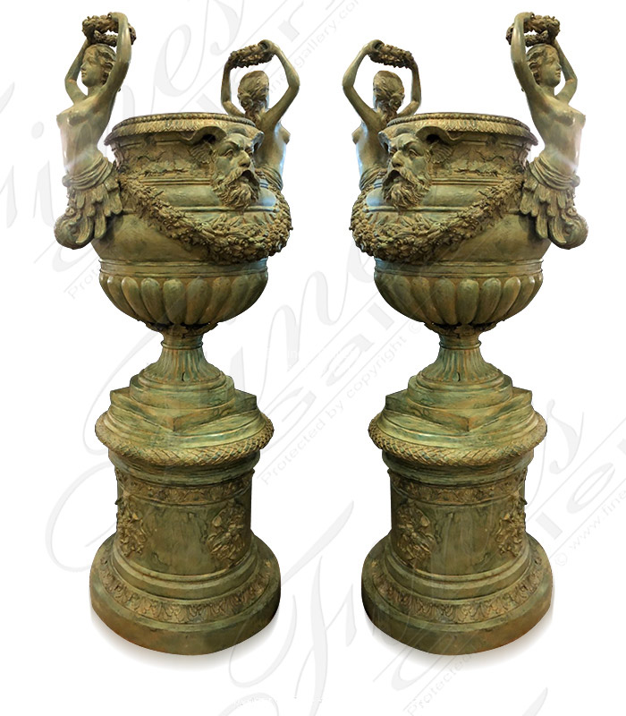 Antique Patina Finish Bronze Planter ( PAIR )