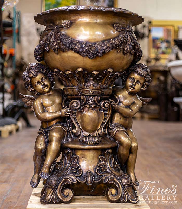 Majestic Bronze Cherubs Planter