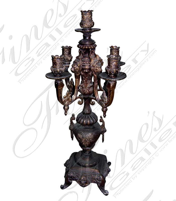 Bronze Lion Head Candelabra 