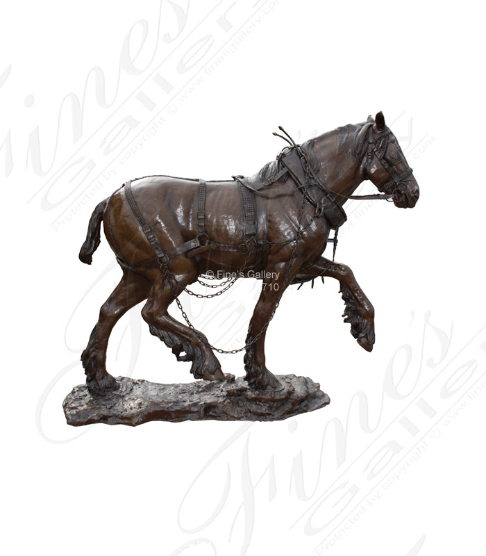 Vintage Bronze Carriage Horse Statue