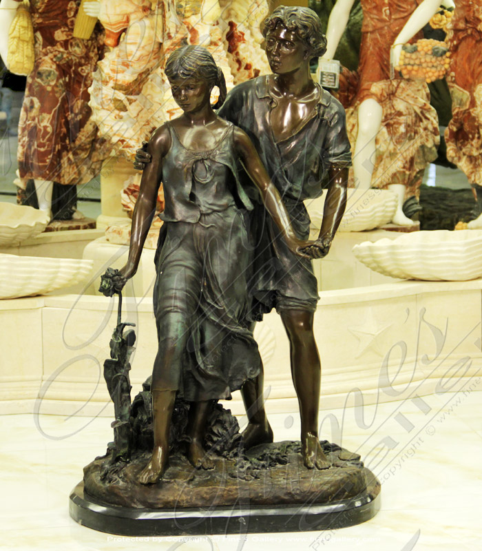 The Lovers with a Rose Bronze Statue