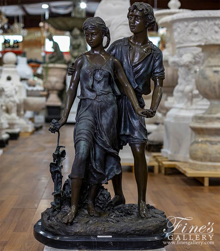 Young Lovers Bronze Statue 48 Inch